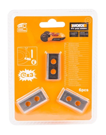 Комплект двухсторонних ножей для роботов газонокосилок WORX Landroid, 6 шт