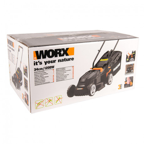 Газонокосилка WORX WG713E, 220v, 34 см, 1200 Вт (сетевая)