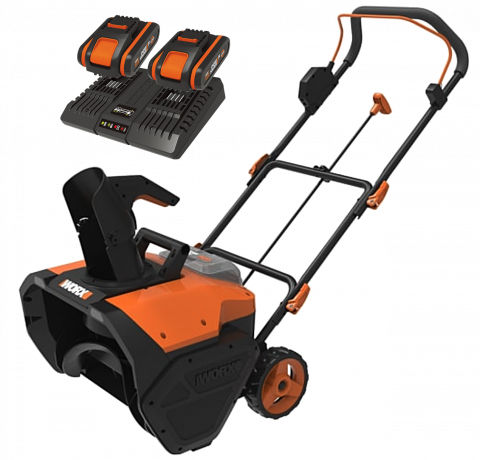 Снегоуборщик WORX WG471E, 40v, 50 см, в комплекте АКБ 2x4 А·ч и ЗУ (аккумуляторный)