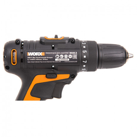 Дрель-шуруповерт WORX WX101.2, 20v, 30 Нм, в комплекте АКБ 2 А·ч и ЗУ, кейс (аккумуляторная)