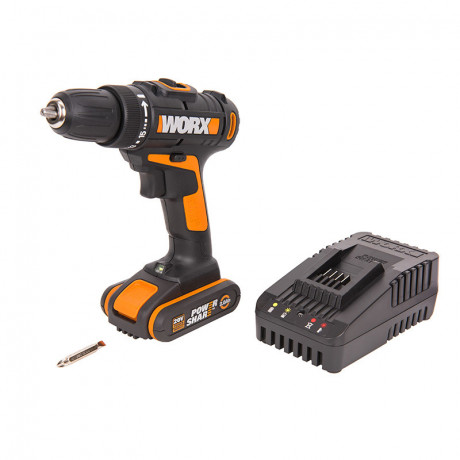 Дрель-шуруповерт WORX WX101.2, 20v, 30 Нм, в комплекте АКБ 2 А·ч и ЗУ, кейс (аккумуляторная)