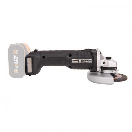 Угловая шлифовальная машина (болгарка) WORX WX812.9, 20v, 125 мм, без АКБ и ЗУ (аккумуляторная)