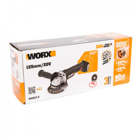 Угловая шлифовальная машина (болгарка) WORX WX812.9, 20v, 125 мм, без АКБ и ЗУ (аккумуляторная)