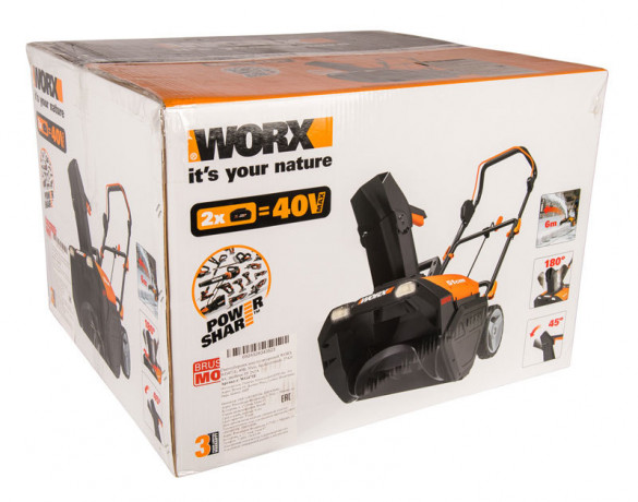 Снегоуборщик WORX WG471E.9, 40v, 50 см, без АКБ и ЗУ (аккумуляторный)