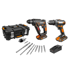 Набор WORX WX927: Дрель-шуруповерт WORX WX101.9 + Перфоратор WORX H3 WX390.1