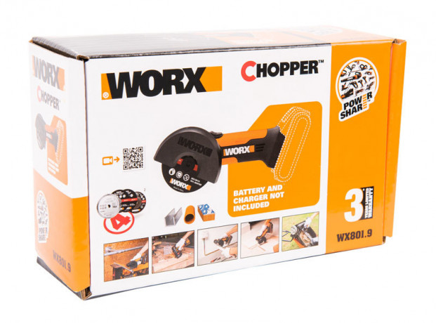 Угловая шлифовальная машина (болгарка) WORX WX801.9, 20v, 76 мм, без АКБ и ЗУ (аккумуляторная)
