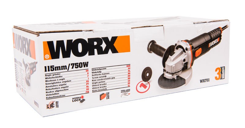 Угловая шлифовальная машина (болгарка) WORX WX711, 220v, 115 мм, 750 Вт (сетевая)