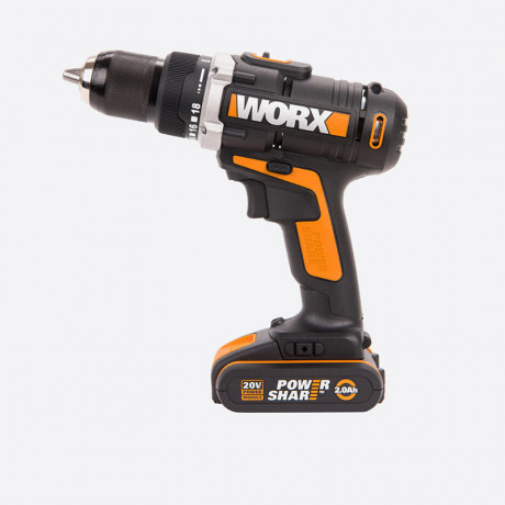 Дрель-шуруповерт WORX WX183.1, 20v, 50 Нм, в комплекте АКБ 2х2 А·ч и ЗУ, кейс (аккумуляторная)