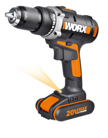 Дрель-шуруповерт WORX WX183.1, 20v, 50 Нм, в комплекте АКБ 2х2 А·ч и ЗУ, кейс (аккумуляторная)