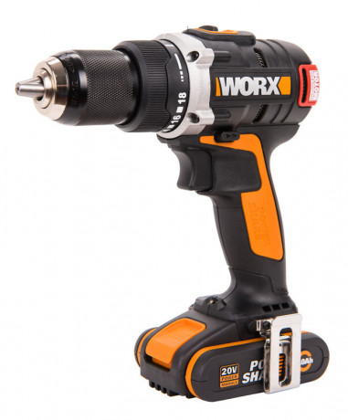 Дрель-шуруповерт WORX WX175, 20v, 60 Нм, в комплекте АКБ 2х2 А·ч и ЗУ, кейс (аккумуляторная)
