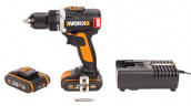 Дрель-шуруповерт WORX WX175, 20v, 60 Нм, в комплекте АКБ 2х2 А·ч и ЗУ, кейс (аккумуляторная)