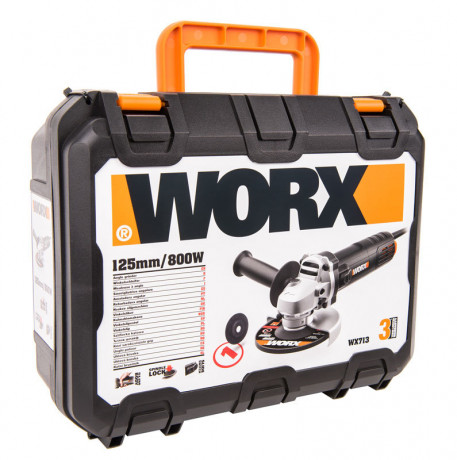 Угловая шлифовальная машина (болгарка) WORX WX713, 220v, 125 мм, 800 Вт (сетевая)