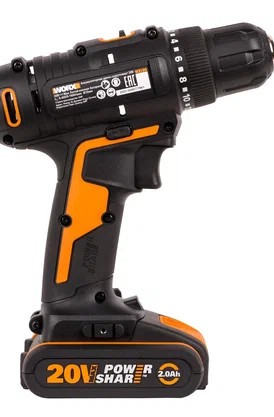 Дрель-шуруповерт аккумуляторная WORX WX100.2, 20В, 2Ач х2, ЗУ 0,4А, сумка