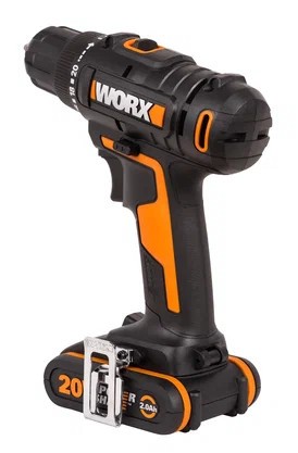 Дрель-шуруповерт аккумуляторная WORX WX100.2, 20В, 2Ач х2, ЗУ 0,4А, сумка