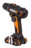 Дрель-шуруповерт аккумуляторная WORX WX100.2, 20В, 2Ач х2, ЗУ 0,4А, сумка