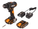 Дрель-шуруповерт аккумуляторная WORX WX100.2, 20В, 2Ач х2, ЗУ 0,4А, сумка