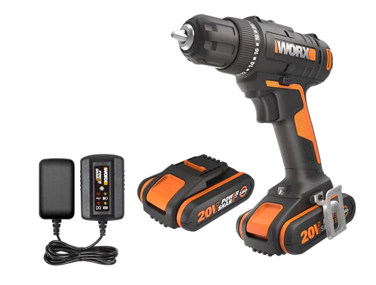 Дрель-шуруповерт аккумуляторная WORX WX100.2, 20В, 2Ач х2, ЗУ 0,4А, сумка