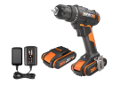 Дрель-шуруповерт аккумуляторная WORX WX100.2, 20В, 2Ач х2, ЗУ 0,4А, сумка