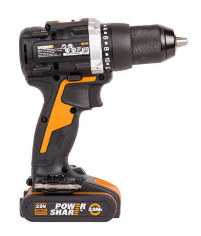 Дрель-шуруповерт WORX WX102, 20v, 60 Нм, в комплекте АКБ 2х2 А·ч и ЗУ, кейс (аккумуляторная)
