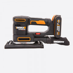Виброшлифмашина WORX WX820, 20v, в комплекте АКБ 2 А·ч и ЗУ, кейс (аккумуляторная)
