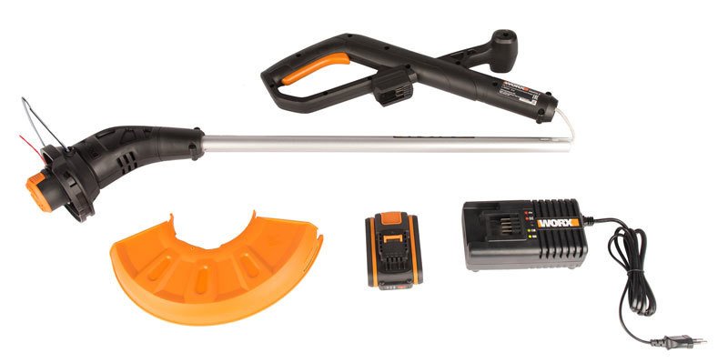 Триммер WORX WG157E, 20v, 25 см, в комплекте АКБ 1.5 А·ч и ЗУ (аккумуляторный)