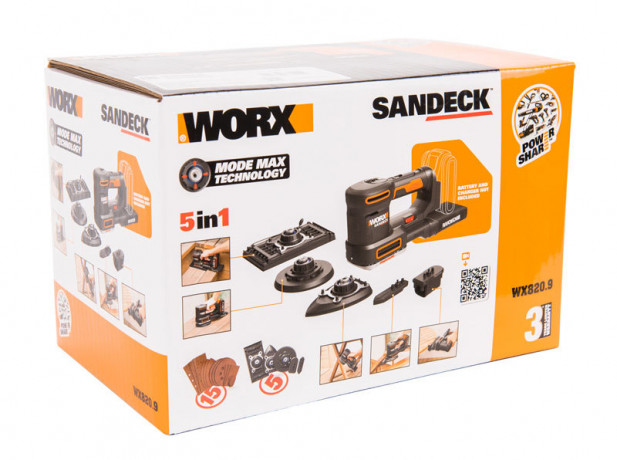 Виброшлифмашина WORX WX820.9, 20v, без АКБ и ЗУ (аккумуляторная)