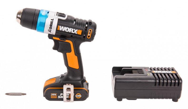 Дрель-шуруповерт WORX AiDrill WX178, 20v, 20 Нм, в комплекте АКБ 2 А·ч и ЗУ, кейс (аккумуляторная)