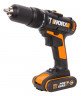 Ударная дрель-шуруповерт WORX WX371.1, 20v, 40 Нм, в комплекте АКБ 2х2 А·ч и ЗУ, кейс (аккумуляторная)