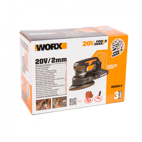 Дельто-шлифовальная машина WORX WX822.9, 20В, без АКБ и ЗУ, кейс  (аккумуляторная)