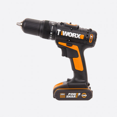 Ударная дрель-шуруповерт WORX WX371.3, 20v, 40 Нм, в комплекте АКБ 2х1.5 А·ч и ЗУ, сумка (аккумуляторная)