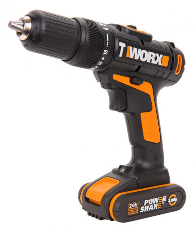 Ударная дрель-шуруповерт WORX WX371.3, 20v, 40 Нм, в комплекте АКБ 2х1.5 А·ч и ЗУ, сумка (аккумуляторная)