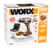 Ударная дрель-шуруповерт WORX WX367.1, 20v, 40 Нм, в комплекте АКБ 2х2 А·ч и ЗУ, с набором оснастки 158 шт. (аккумуляторная)