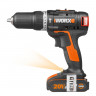 Ударная дрель-шуруповерт WORX WX367.1, 20v, 40 Нм, в комплекте АКБ 2х2 А·ч и ЗУ, с набором оснастки 158 шт. (аккумуляторная)
