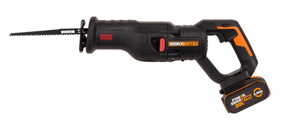 Аккумуляторная сабельная пила WORX WX516, 20В, 4Ач х1, ЗУ 2А.