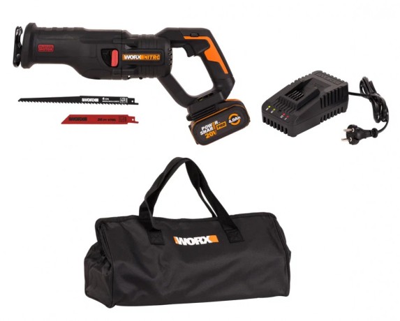 Аккумуляторная сабельная пила WORX WX516, 20В, 4Ач х1, ЗУ 2А.