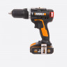 Ударная дрель-шуруповерт WORX WX367.3, 20v, 40 Нм, в комплекте АКБ 2х2 А·ч и ЗУ, кейс (аккумуляторная)