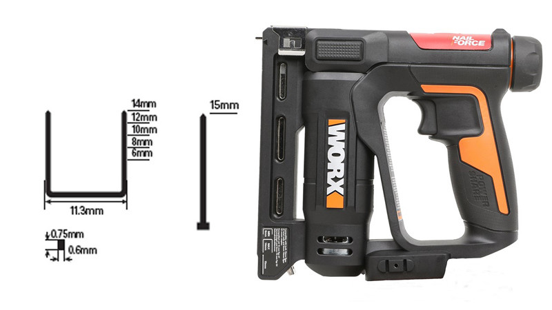 Степлер WORX WX843, 20v, в комплекте АКБ 2 А·ч и ЗУ, кейс (аккумуляторный)