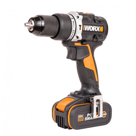 Ударная дрель-шуруповерт WORX WX352.1, 20v, 60 Нм, в комплекте АКБ 2х4 А·ч и ЗУ, ЗУ, кейс (аккумуляторная)