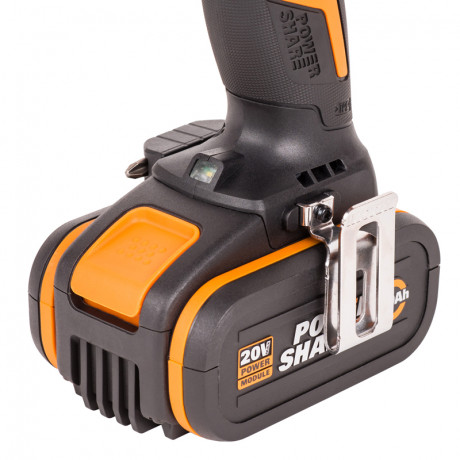 Ударная дрель-шуруповерт WORX WX352.1, 20v, 60 Нм, в комплекте АКБ 2х4 А·ч и ЗУ, ЗУ, кейс (аккумуляторная)