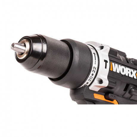 Ударная дрель-шуруповерт WORX WX352.1, 20v, 60 Нм, в комплекте АКБ 2х4 А·ч и ЗУ, ЗУ, кейс (аккумуляторная)