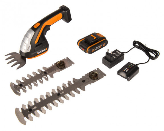 Ножницы для стрижки травы и кустарников WORX WG801E, 20v, в комплекте АКБ 2 А·ч и ЗУ (аккумуляторные)