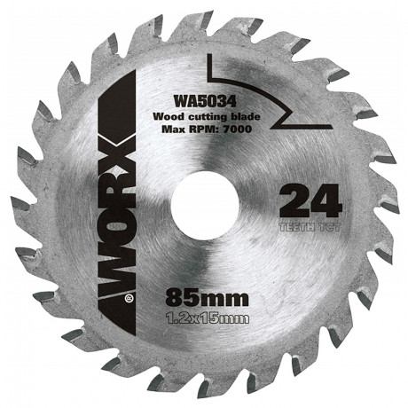 Пильный диск твердосплавный WORX 24Т ТСТ 85х1,2х15 мм