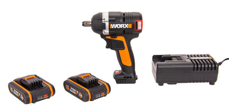 Гайковерт WORX WX279, 20v, 300 Нм, в комплекте АКБ 2х2 А·ч и ЗУ, кейс (аккумуляторный)