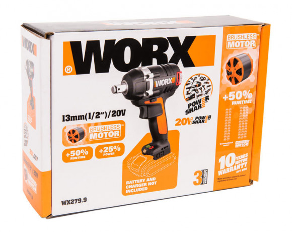 Гайковерт WORX WX279.9, 20v, 300 Нм, без АКБ и ЗУ (аккумуляторный)