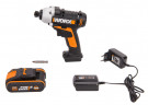 Винтоверт WORX WX290.1, 20v, 107 Нм, в комплекте АКБ 2 А·ч и ЗУ, кейс (аккумуляторный)