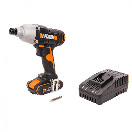 Ударный винтоверт WORX WX291, 20v, 170 Нм, в комплекте АКБ 2 А·ч и ЗУ, кейс (аккумуляторный)