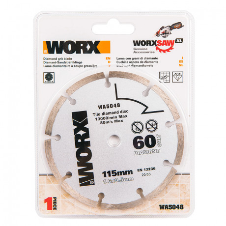 Пильный диск алмазный WORX 115х1,6х9,5 мм
