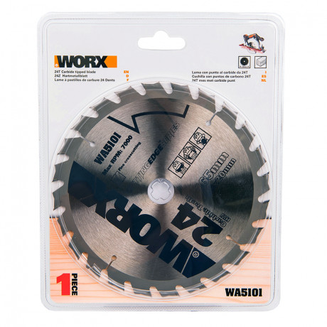Пильный диск твердосплавный WORX 24T TCT 165х1,6х20 мм