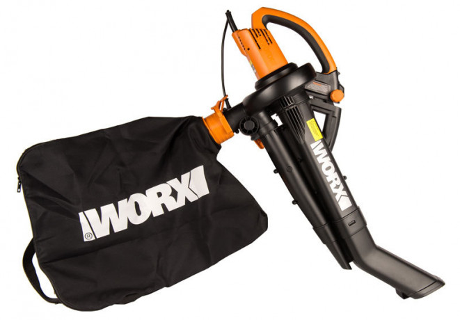 Воздуходувка + пылесос  WORX WG505E, 220v, 3000 Вт, 335 км/ч (сетевая)