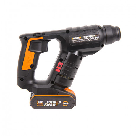 Перфоратор WORX WX394.3, 20v, 1.5 Дж, в комплекте АКБ 2 А·ч и ЗУ, кейс (аккумуляторный)
